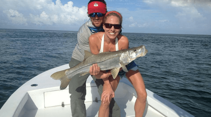 Couple snook fishing aboard Southern Instinct Charters.
