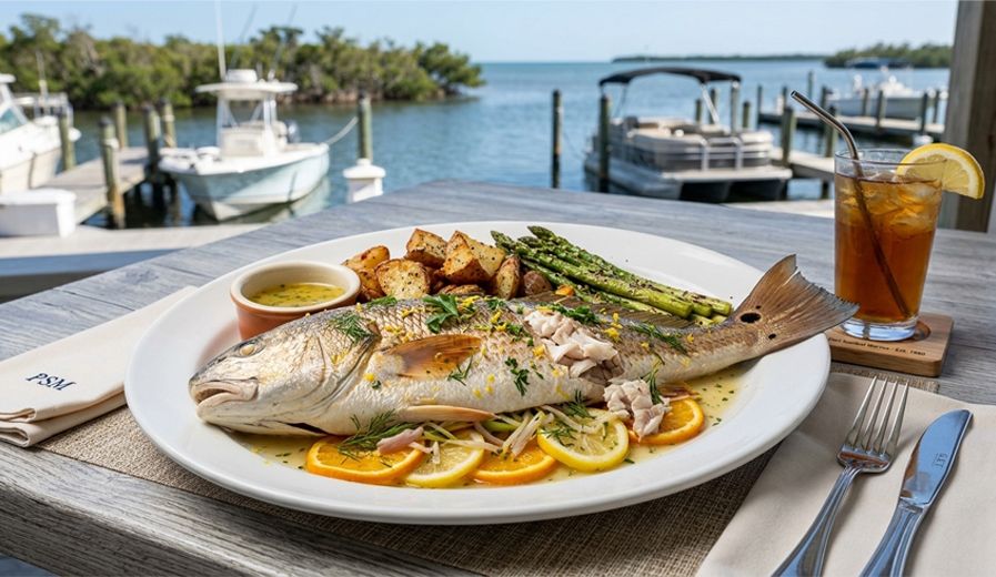 steamed-redfish-dish-port-sanibel-marina
