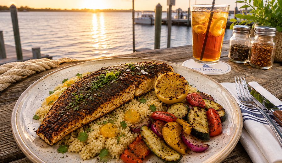recipe--blackened-snook-with-citrus-rice-port-sanibel-marina